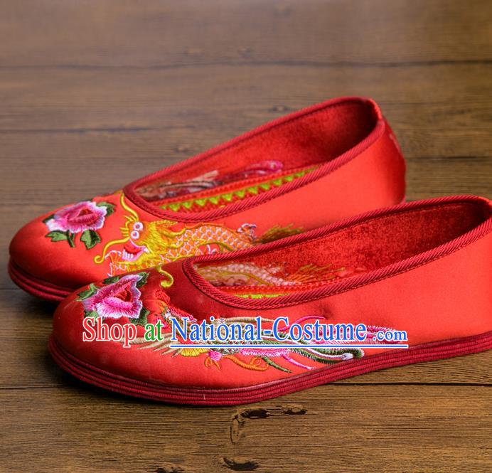 Traditional Chinese Embroidered Shoes Handmade Wedding Shoes Hanfu Red Shoes Bride Shoes for Women