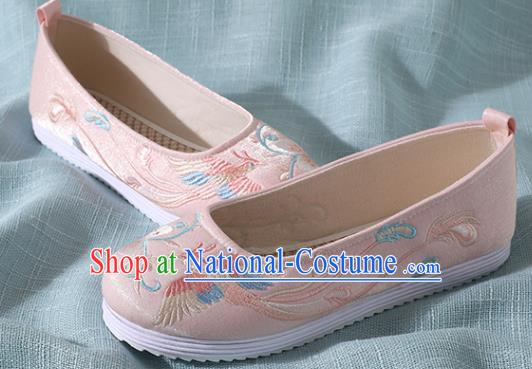 Traditional Chinese Handmade Embroidered Pink Shoes Wedding Shoes Hanfu Shoes Princess Shoes for Women