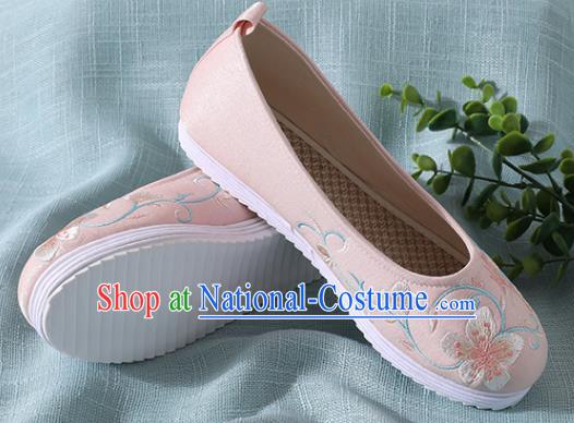 Traditional Chinese Handmade Embroidered Pink Shoes Wedding Shoes Hanfu Shoes Princess Shoes for Women