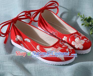 Traditional Chinese Handmade Embroidered Red Shoes Wedding Shoes Hanfu Shoes Princess Shoes for Women