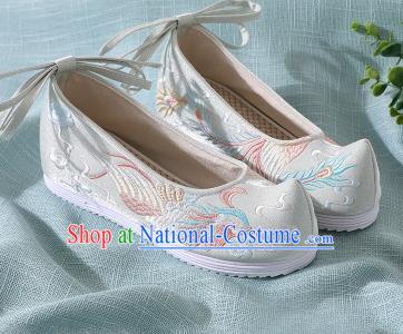 Chinese Handmade Embroidered Bird Light Green Shoes Traditional Wedding Shoes Hanfu Shoes Princess Shoes for Women