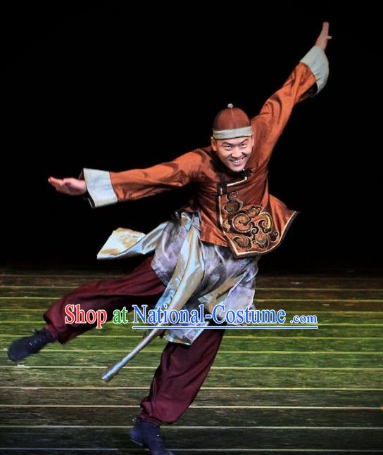 Chinese Dance Drama Wild Jujubes Ancient Qing Dynasty Merchant Clothing Stage Performance Dance Costume for Men