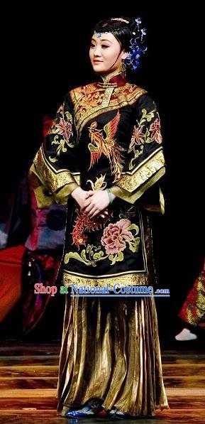 Chinese Dance Drama Wild Jujubes Ancient Dowager Black Dress Stage Performance Dance Costume and Headpiece for Women