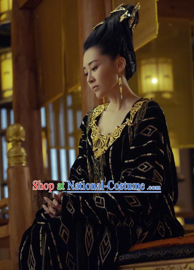 Chinese Historical Drama Ancient Grand Princess Bai Lingbo Novoland Eagle Flag Xu Qing Replica Costumes and Headpiece for Women