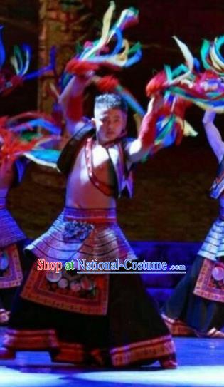 Chinese Dance Drama Colorful Guizhou Yi Nationality Folk Dance Clothing Stage Performance Dance Costume for Men