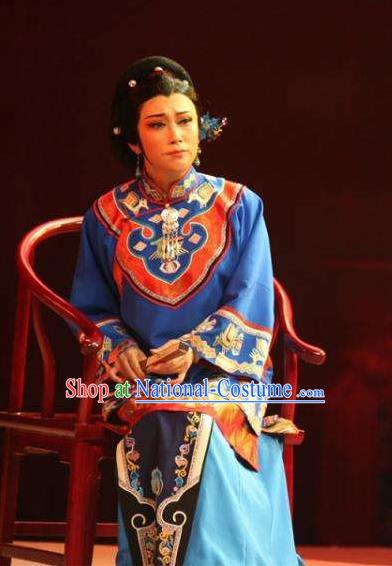 Chinese Moon Shines On Sugarbush Ferry Blue Xiu He Dress Stage Performance Dance Costume and Headpiece for Women