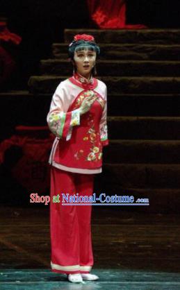 Chinese Moon Shines On Sugarbush Ferry Folk Dance Red Dress Stage Performance Dance Costume and Headpiece for Women