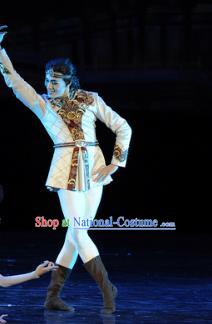 Chinese Chuansi Gongzhu Silk Princess Uyghur Nationality Dance Stage Performance Costume for Men