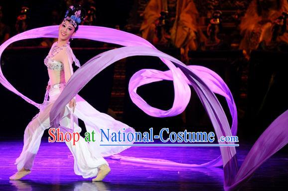 Chinese Chuansi Gongzhu Classical Dance Dress Ancient Silk Princess Stage Performance Dance Costume and Headpiece for Women