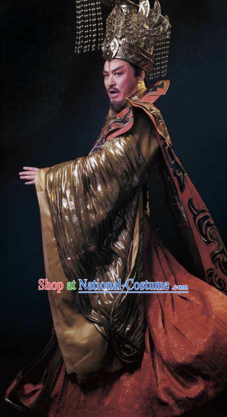 Chinese King Zhuang of Chu Ancient Spring and Autumn Period Emperor Clothing Stage Performance Dance Costume for Men