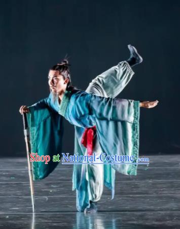 Dance Between Heaven and Earth Chinese Classical Dance Blue Clothing Stage Performance Dance Costume for Men