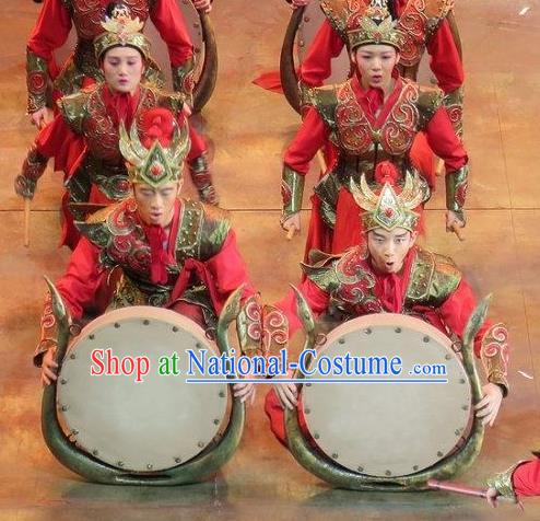 Chinese King Zhuang of Chu Ancient Spring and Autumn Period Soldier Clothing Stage Performance Dance Costume for Men