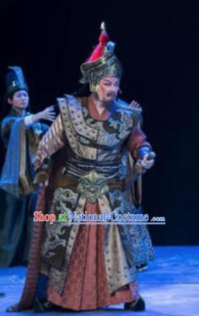 Chinese King Zhuang of Chu Ancient Spring and Autumn Period General Body Armor Stage Performance Dance Costume for Men