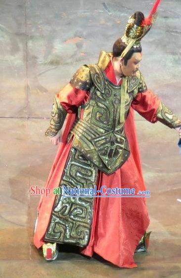 Chinese King Zhuang of Chu Ancient Spring and Autumn Period Body Armor Stage Performance Dance Costume for Men