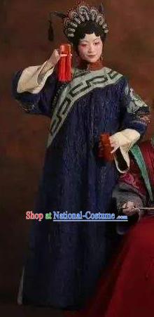 Chinese Pingtan Impression Ancient Qing Dynasty Purple Dress Stage Performance Dance Costume and Headpiece for Women