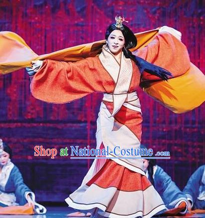 Chinese Lady Zhaojun Ancient Han Dynasty Court Lady Dress Stage Performance Dance Costume and Headpiece for Women