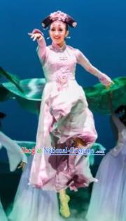 Nostalgia Is A Disease Chinese Qing Dynasty Princess Dress Stage Performance Dance Costume and Headpiece for Women