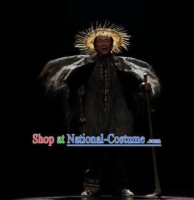 Impression Shanha Chinese She Nationality Hunter Clothing Stage Performance Dance Costume for Men