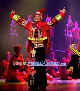 Impression Shanha Chinese She Nationality Bridegroom Clothing Stage Performance Dance Costume for Men