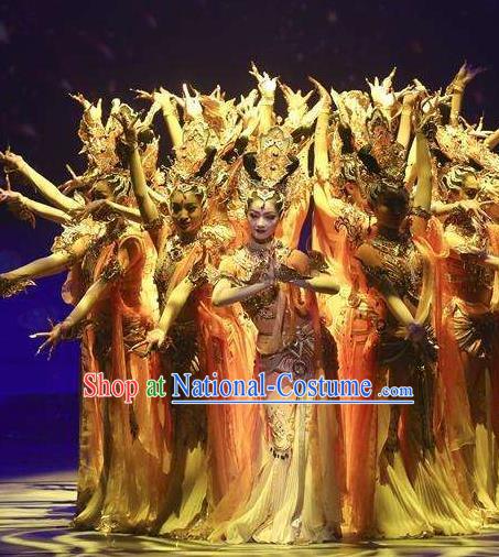 Meet Millennium Chinese Classical Dance Dress Stage Performance Dance Costume and Headpiece for Women