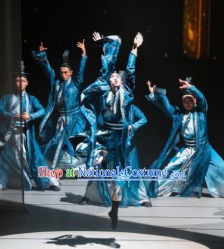 Meet Millennium Chinese Classical Dance Blue Clothing Stage Performance Dance Costume for Men