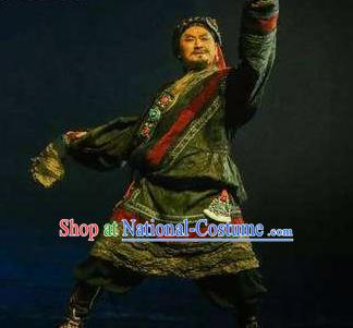 Chen Ai Luo Ding Chinese Tibetan Nationality Dance Clothing Stage Performance Dance Costume for Men