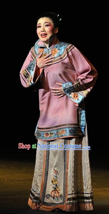 Huizhou Beauty Chinese Classical Dance Pink Dress Stage Performance Dance Costume and Headpiece for Women