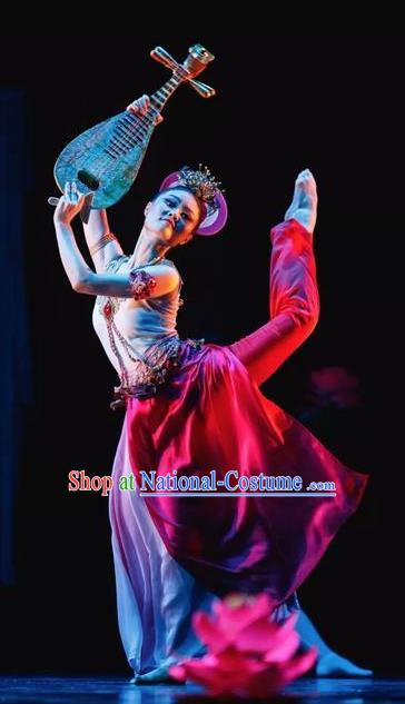 Dunhuang Reflections Chinese Classical Dance Flying Apsaras Dress Stage Performance Dance Costume and Headpiece for Women