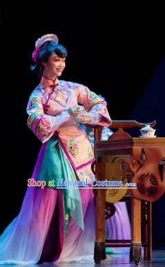 Dance Tianfu Chinese Sichuan Opera Pink Dress Stage Performance Dance Costume and Headpiece for Women