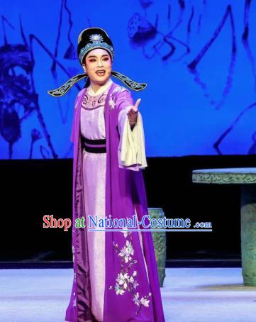 Phoenix Hairpin Chinese Peking Opera Niche Purple Clothing Stage Performance Dance Costume and Headpiece for Men