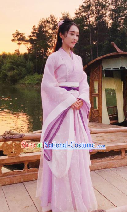 The Untamed Chinese Drama Ancient Taoist Nun Swordsman Jiang Yanli Purple Costumes and Headpiece for Women