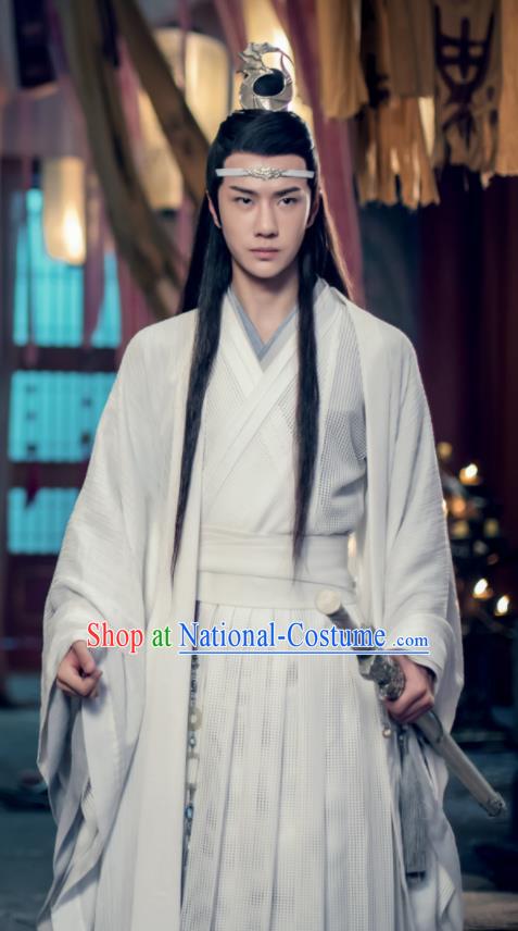 Chinese Drama The Untamed Ancient Nobility Childe Swordsman Lan Wangji Wang Yibo White Costumes for Men