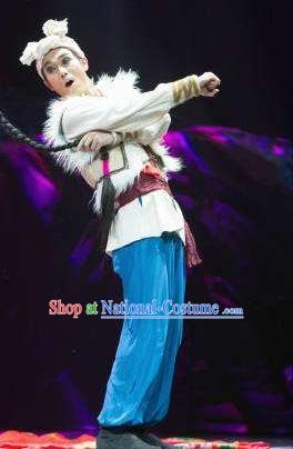 Drama Lan Huahua Chinese Shan Xi Male Clothing Stage Performance Dance Costume and Headpiece for Men