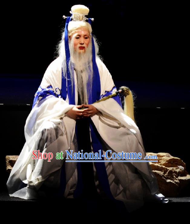 Goddess of the Moon Chinese Peking Opera Lord Lao Zi Clothing Stage Performance Dance Costume and Headpiece for Men