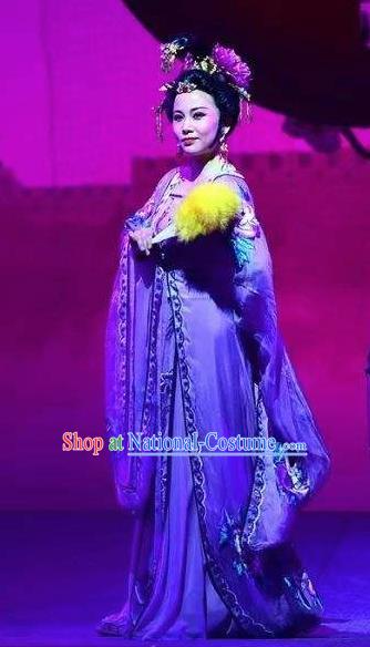 Amber Fate Chinese Beijing Opera Empress Dowager Purple Dress Stage Performance Dance Costume and Headpiece for Women