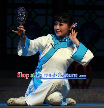 Shi Niang Chinese Folk Dance White Dress Stage Performance Dance Costume and Headpiece for Women