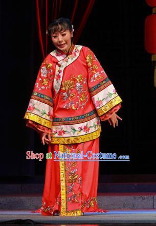 Shi Niang Chinese Classical Dance Wedding Red Dress Stage Performance Dance Costume and Headpiece for Women