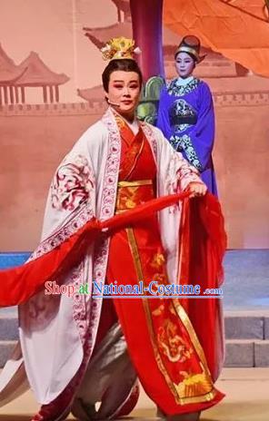 Amber Fate Chinese Beijing Opera Niche Red Clothing Stage Performance Dance Costume and Headpiece for Men