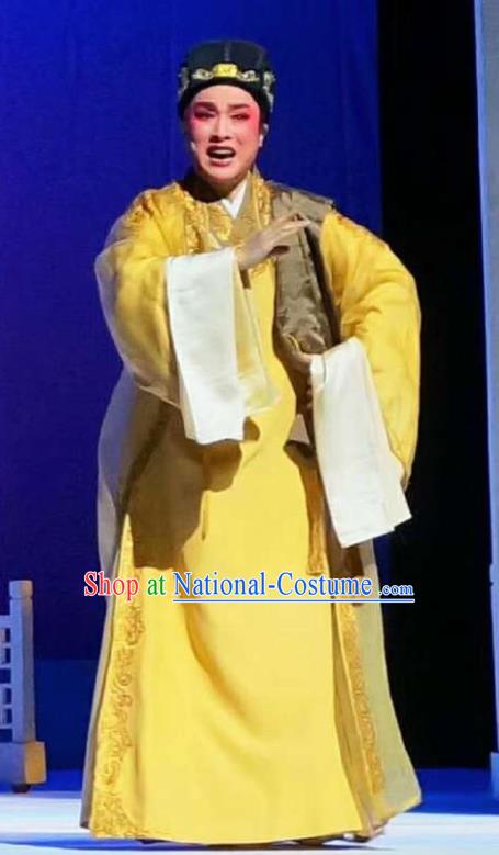 Amber Fate Chinese Shaoxing Opera Niche Yellow Clothing Stage Performance Dance Costume and Headpiece for Men