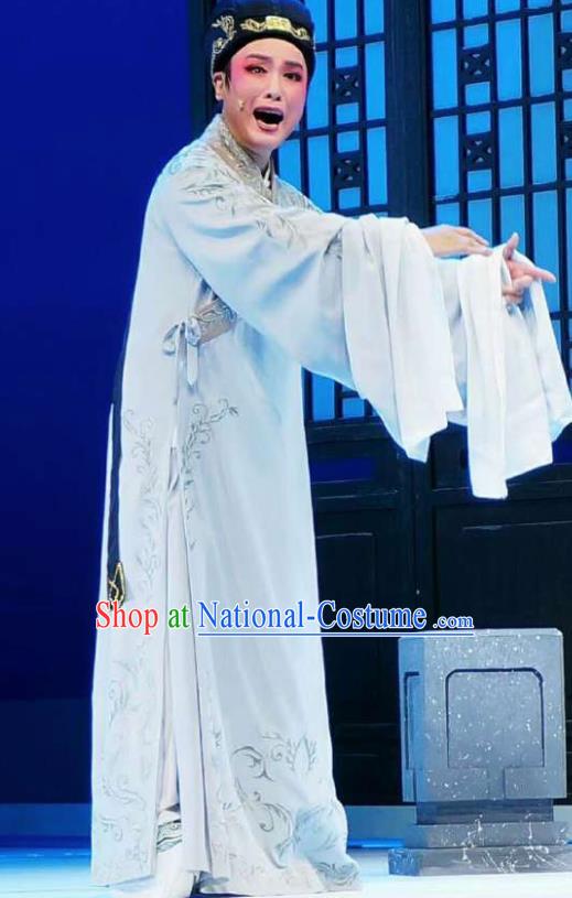 Amber Fate Chinese Shaoxing Opera Niche Blue Clothing Stage Performance Dance Costume and Headpiece for Men