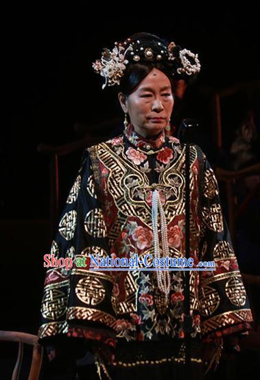 Beijing Fayuansi Chinese Qing Dynasty Empress Dowager Cixi Dress Stage Performance Dance Costume and Headpiece for Women