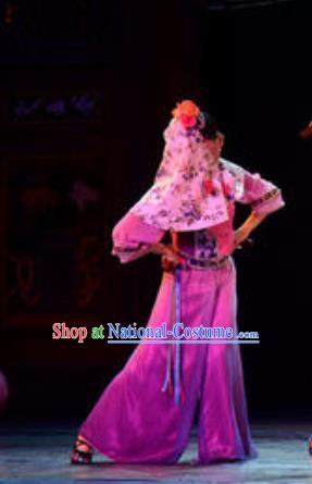 Gucuo Marriage Chinese Folk Dance Dress Stage Performance Dance Costume and Headpiece for Women