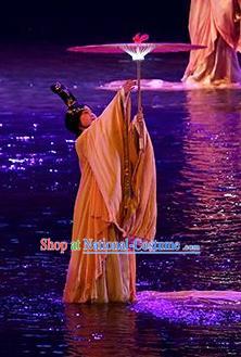 Return To the Three Gorges Chinese Classical Dance Dress Stage Performance Costume and Headpiece for Women