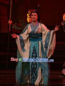 Cai Wenji Chinese Opera Ancient Princess Dress Stage Performance Dance Costume and Headpiece for Women