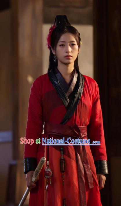 Drama Young Blood Ancient Chinese Song Dynasty Princess Female Swordsman Zhao Jian Red Costumes for Women