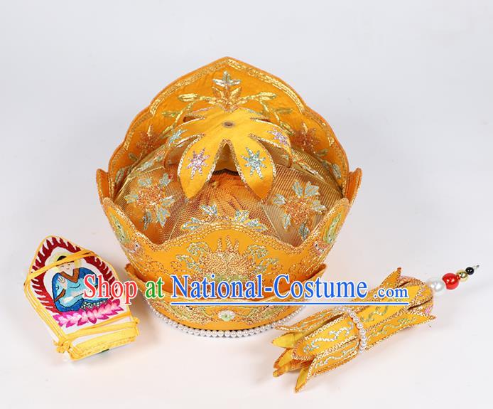 Traditional Chinese Monk Yellow Hats Buddhism Headwear for Men