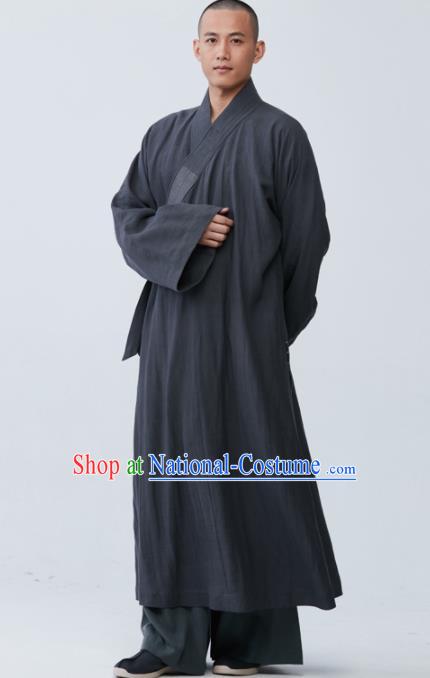 Traditional Chinese Monk Costume Grey Long Gown for Men