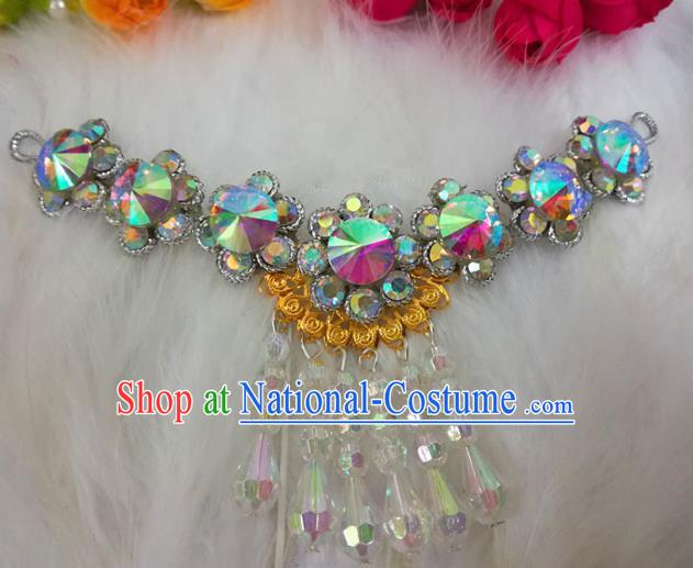 Chinese Traditional Beijing Opera Hair Accessories Peking Opera Diva Crystal Frontlet Hairpins for Adults