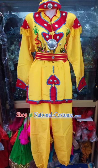 Chinese Traditional Beijing Opera Takefu Costume Peking Opera Martial Yellow Clothing for Adults