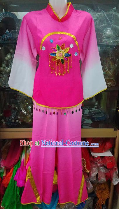 Chinese Traditional Beijing Opera Costume Peking Opera Folk Dance Yangko Rosy Clothing for Adults